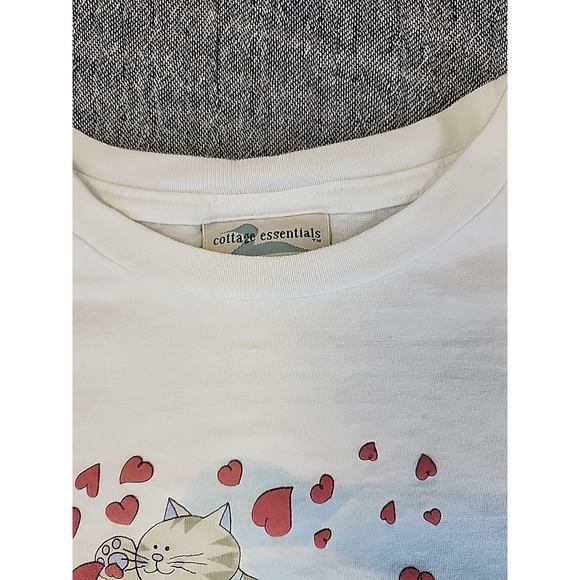VTG Cottage Essentials/North Reflections Valentines Cat Shirt Single Stitch READ - Picture 4 of 10